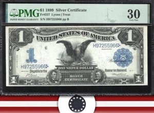 1899 $1 SILVER CERTIFICATE BLACK EAGLE PMG 30 COMMENT Fr 227 55966 - Picture 1 of 3