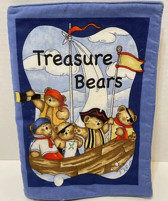 Vintage Handmade Teasure Bears Fabric Childrens Book 9.5 x 7 inches - Image 1 of 4