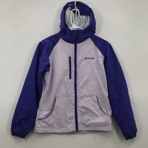 Columbia Girls White Blue Long Sleeve Zip Winter Hooded Jacket Sz 14/16 - Picture 1 of 9