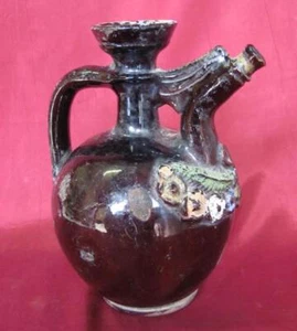 19C. ANTIQUE MACEDONIA CERAMIC PITCHER JUG FLORAL DESIGNS - Picture 1 of 8