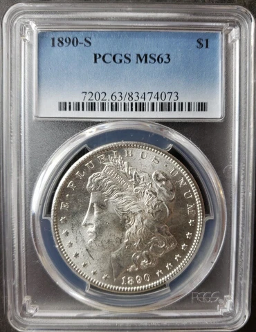 1890-S S$1 SILVER MORGAN DOLLAR PCGS CHOICE MS-63 CLEAR & BRIGHT HIGHEST GRADES Cover