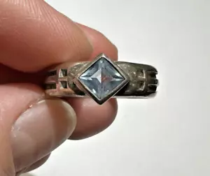 Hallmarks Britannico Argento Sterling Topazio Blu Misura 7 Filigrana 3.9g Annata - Foto 1 di 11