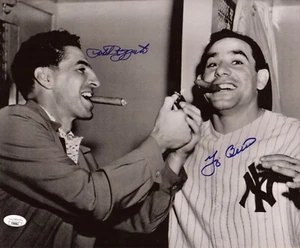 Autógrafo firmado Yogi Berra Phil Rizzuto 11x14 foto certificado certificado de autenticidad JSA - Imagen 1 de 2