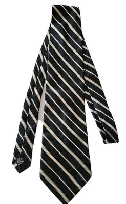 PAUL DIONE HOMBRE IMPORTADA CORBATA DE SEDA FORMAL NEGRA CON RAYAS BLANCAS Y GRISES 4 X 62 Foto 1 de 4