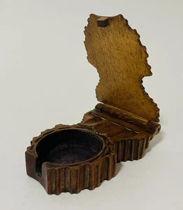 Antique Carved Wooden Wood Treen Black Forest Pocket Watch Holder Folding Stand - Picture 1 of 9