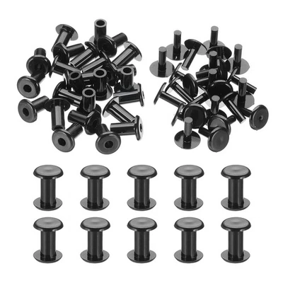 M5*10mm Plastic Binding Post 24 Sets Chicago Screws Rivet Black Press-on Buckle Foto 1 de 4