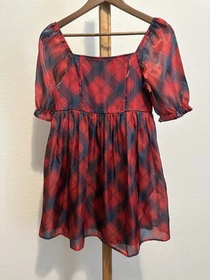 NWT!  Girl's Red Plaid Christmas Dress by franki, Sz; 14 - Image 1 of 4