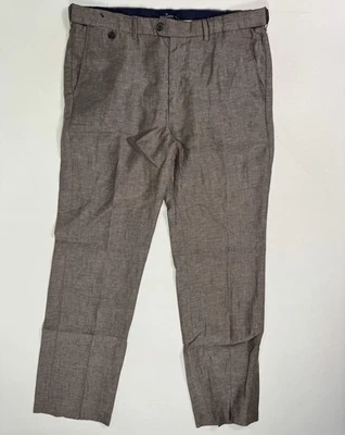 Брюки мужские Marks & Spencer Blue Harbour 100% лен 36x33 коричневые легкие - Изображение 1 из 4