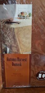Autumn Harvest Damask Tablecloth 60"x 104" Oblong Bronze Brand New Vintage 