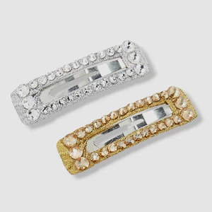 $26 Bari Lynn Kids Girls Silver Gold Crystal Embellished 2-Piece Hair Clip Set - Picture 1 of 2