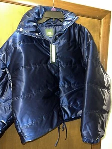 NEW Wild Fable Iridescent Shine Duvet Puffer Jacket Navy Blue Water Resistant M - Picture 1 of 4