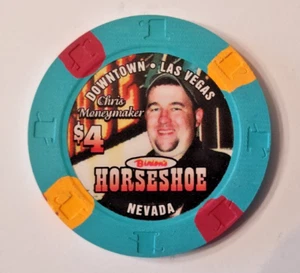 Horseshoe Downtown  Las Vegas  $4  casino chip Chris Moneymaker - Picture 1 of 2