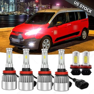 H9+ H11 LED Headlights Hi/Lo+H11 Fog Lights Combo for Ford Transit Connect 14-17 - Picture 1 of 12