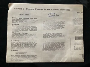 Vintage 70S Natalies Costume Pattern Finland Peasant Coat GD Creative Seamstress - Picture 1 of 3
