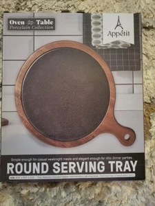 Appetit Oven to Table Porcelain Collection Round Serving Tray 12.1/2 x9.1/2x.1/2 - Picture 1 of 2
