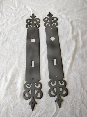 2 anciennes Plaques de protections de porte 30,5 x 5 cm en métal - Photo 1/4