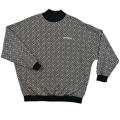 Adidas Sweatshirt Womens Medium BR9251 Monogram Crewneck Black White Pullover - Image 1 of 4