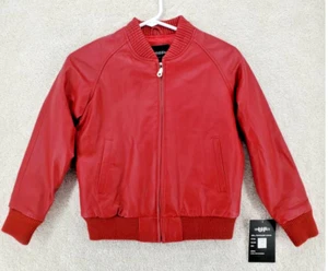 United Face Youth Bomber Jacket Lined Genuine Leather XL NWT - Picture 1 of 8