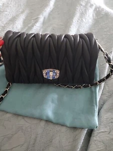 New NWT Tiffany & Fred Paris Sheepskin Pleated Purse Bag 2 Straps Rhinestones - Picture 1 of 21