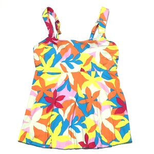 Lands' End Women's Size S Multi Graphic Floral Flutter Tankini UPF 50 Swim Tank - Picture 1 of 7
