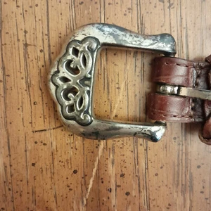 VTG Brighton Belt Braided Leather & Silver Plated Accents Western #91807 Size M - Picture 1 of 8