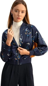 Chaqueta de Seda Reversible Vals Primavera LilySilk Mujer Cremallera Chaqueta de Bombardero Talla S - Imagen 1 de 10