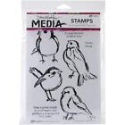 Dina Wakley Media Cling Rubber Stamps - Scribbly Birds MDR41320