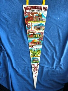 Vintage WASHINGTON DC Pennant US Capitol White House Lincoln Memorial Souvenir - Picture 1 of 9