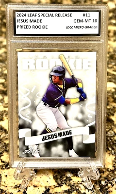 JESUS MADE Leaf SPECIAL RELEASE Graded GEM-MINT 10 PRIZED ROOKIE #11. COA - Image 1 of 3