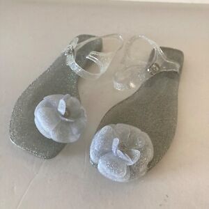 NWOT Jeffery Campbell Anthropologie Fleurisse Jelly Clear Sparkle Sandals Sz 7 