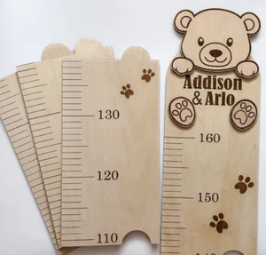 Personalised Handmade Wooden Growth Height Chart Baby Room Baby Shower Gift - Picture 1 of 4