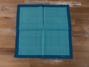 KITON Napoli blue & green hand made plaid wool pocket square authentic Italy - Picture 1 of 3