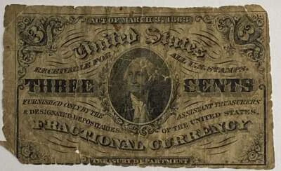 3 Cent Fractional Currency 1863 - Image 1 of 2