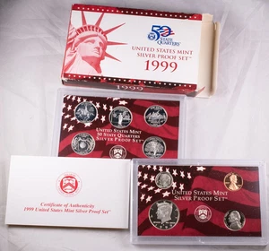 1999 U.S. Mint Silver Proof Set OGP box COA - Picture 1 of 5