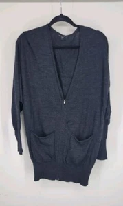 Neu ohne Etikett $ 238 Eileen Fisher feine Merinowolle anthrazit 2-Wege-Reißverschluss vorne Cardigan SMALL - Bild 1 von 6