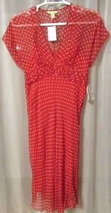 Johnathan Martin rot hellbraun Punkte waschbar Seidenkleid Gr. 10 - Bild 1 von 8