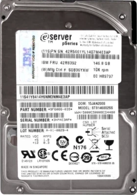 Hard Drive IBM 42R8392 42R5661 ST9146802SS 146GB 10000U/Min 16MB SAS 2.5 " Inch - Image 1 of 3