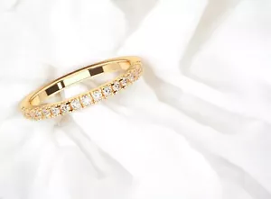 0.25 Ct F-G/VS Lab Grown Diamond Half Eternity Engagement Ring in 10K Solid Gold - Picture 1 of 15