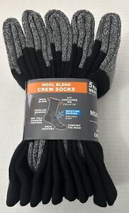 5 Pairs Weatherproof Men's Outdoor Wool Blend Crew Socks. Fits shoe size 6 to 12