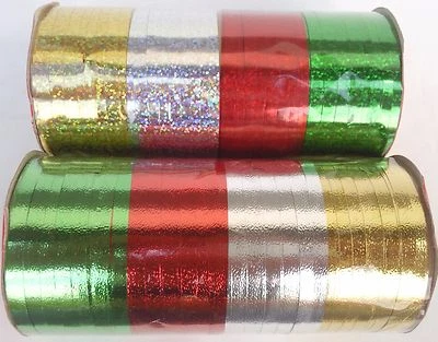 CHRISTMAS FOIL & HOLOGRAPHIC CURLING RIBBONS 3/16" X 240"  SELECT: Ribbon - Image 1 of 2