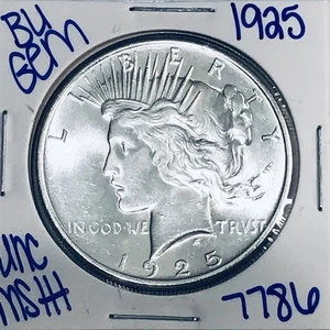 1925 BU UNCIRCULATED SILVER PEACE DOLLAR AUTHENTIC U.S. MINT FREE SHIPPING 7786 - Imagen 1 de 3