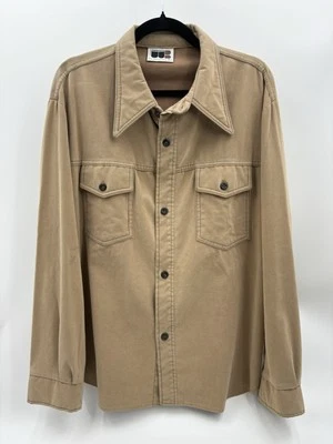 Vintage William Barry Shirt Jacket Mens Size Large Tan Faux Suede Shacket '70s - Image 1 of 4