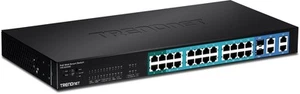 TRENDnet 28-Port 10/100Mbps Web Smart PoE+ Switch, 20 x PoE Ports, 4 x PoE+ P... - Picture 1 of 4