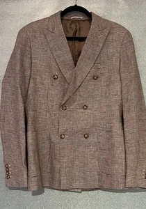 Reiss Checkered Linen Blazer Size 38 Nova Fides Italy Fabric - Picture 1 of 8