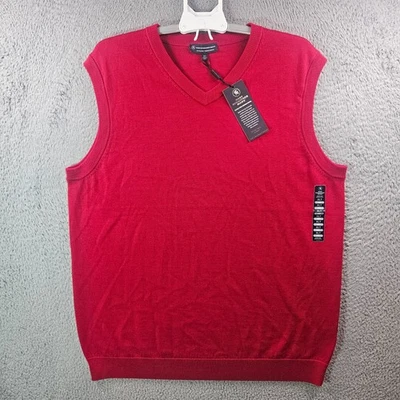 $89 NEW Hart Schaffner Vest Sweater Men XLT Tall V-Neck 100% Merino Wool Red - Image 1 of 4