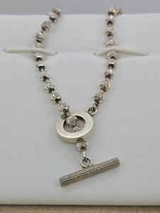 Gucci Necklace, Boule Bead , Striped Toggle ,,Sterling Silver, 17 Inch ,New - Picture 1 of 13