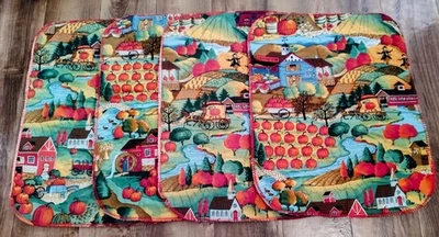 Joan Kessler Concord Fall Harvest Placemats Black Cat Pumpkin Witches Hat Vtg - Image 1 of 2