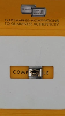 Genuino Nominación Clásico Eslabón Plata y Oro Graduación Celebración Dije Foto 1 de 3