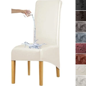 PU Leather Dining Chair Covers Slip Cover XL Size Waterproof Fit Chair Protector - Picture 1 of 18