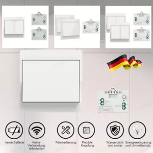 Wireless 230V Funk Schalter Set 433Mhz Wandschalter Doppel Lichtschalter Taster - Bild 1 von 16